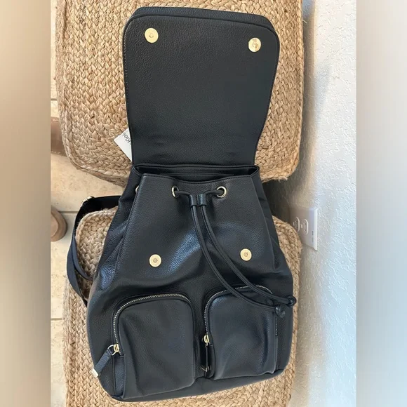 Calvin Klein Hudson Backpack Black Gold • Pebbled Faux Leather • NWT MSRP $178 - Picture 6 of 9